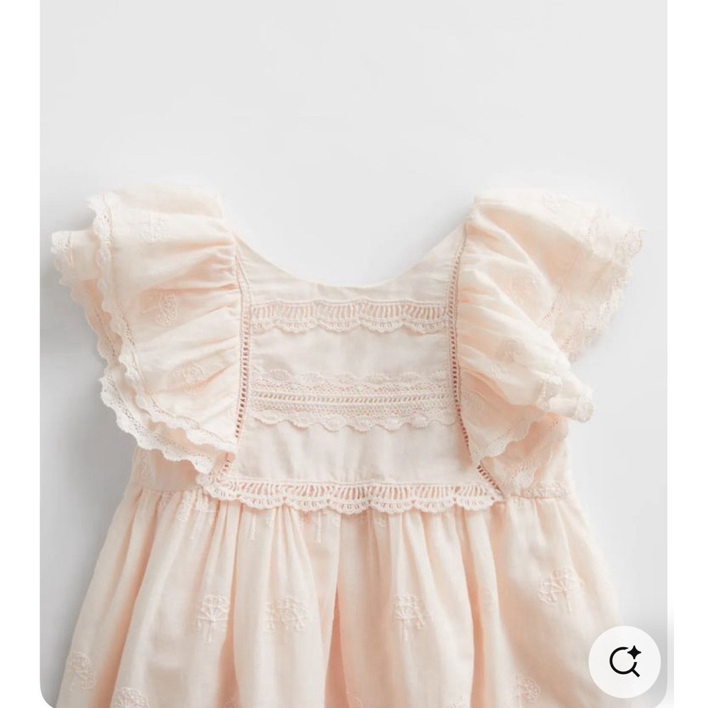 NWT Zara 3-6‎ Month Baby Fancy Easter Pink Embroidered Dress